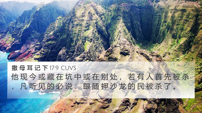 撒 母 耳 记 下 17:9 CUVS 4K Wallpaper - 他 现 今 或 藏 在 坑 中 或 在 别 处 - 4K Wallpaper Bible Verse