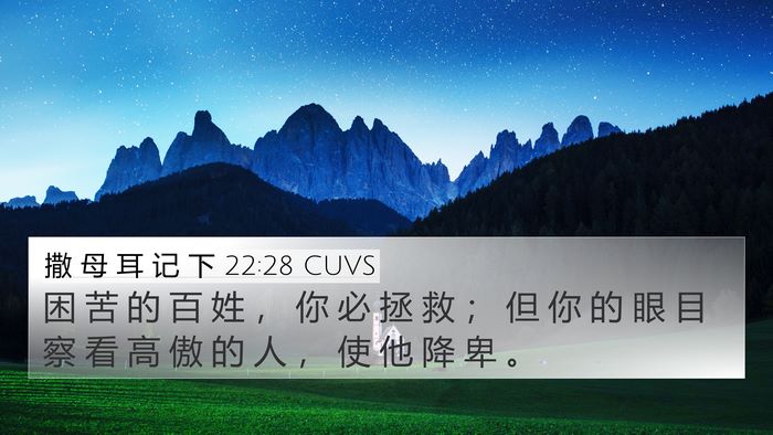 撒 母 耳 记 下 22:28 CUVS 4K Wallpaper - 困 苦 的 百 姓 ， 你 必 拯 救 ； 但 - 4K Wallpaper Bible Verse