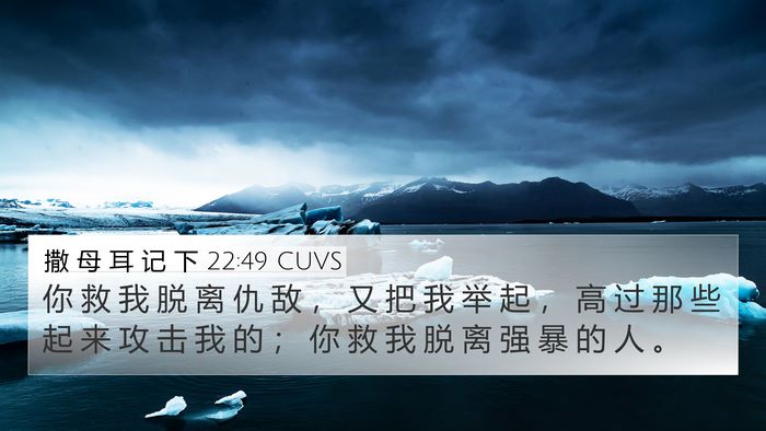 撒 母 耳 记 下 22:49 CUVS 4K Wallpaper - 你 救 我 脱 离 仇 敌 ， 又 把 我 举 - 4K Wallpaper Bible Verse