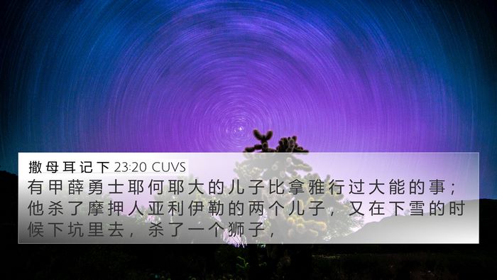 撒 母 耳 记 下 23:20 CUVS Bible Verse Image