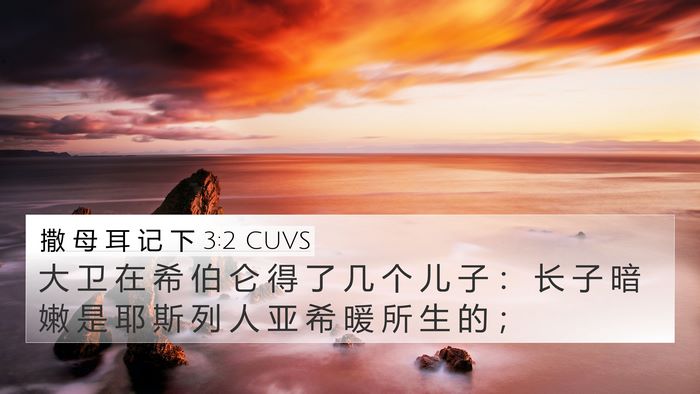 撒 母 耳 记 下 3:2 CUVS 4K Wallpaper - 大 卫 在 希 伯 仑 得 了 几 个 儿 子 - 4K Wallpaper Bible Verse