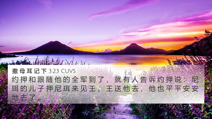 撒 母 耳 记 下 3:23 CUVS 4K Wallpaper - 约 押 和 跟 随 他 的 全 军 到 了 ， - 4K Wallpaper Bible Verse