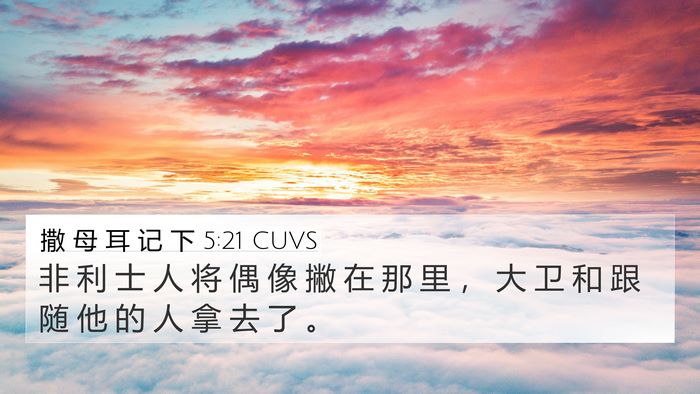 撒 母 耳 记 下 5:21 CUVS 4K Wallpaper - 非 利 士 人 将 偶 像 撇 在 那 里 ， - 4K Wallpaper Bible Verse
