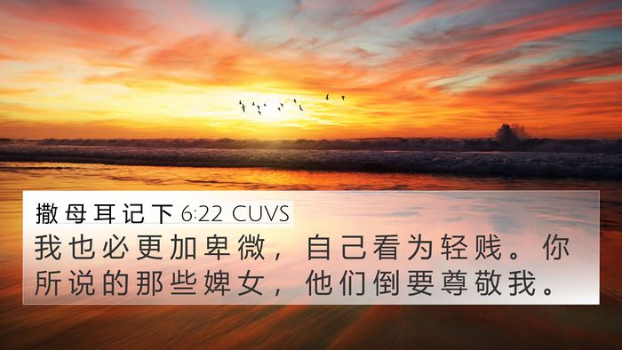 撒 母 耳 记 下 6:22 CUVS 4K Wallpaper - 我 也 必 更 加 卑 微 ， 自 己 看 为 - 4K Wallpaper Bible Verse