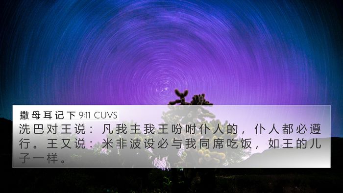 撒 母 耳 记 下 9:11 CUVS 4K Wallpaper - 洗 巴 对 王 说 ： 凡 我 主 我 王 吩 - 4K Wallpaper Bible Verse