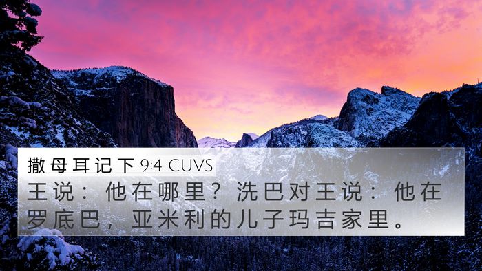 撒 母 耳 记 下 9:4 CUVS 4K Wallpaper - 王 说 ： 他 在 哪 里 ？ 洗 巴 对 王 - 4K Wallpaper Bible Verse