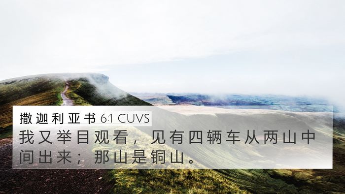撒 迦 利 亚 书 6:1 CUVS Bible Verse Image