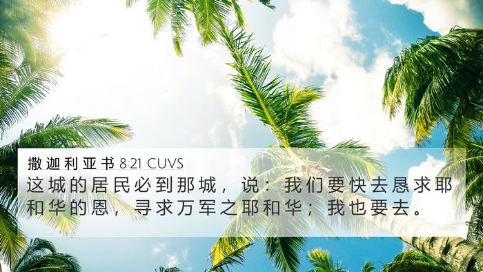 撒 迦 利 亚 书 8:21 CUVS Bible Verse Image