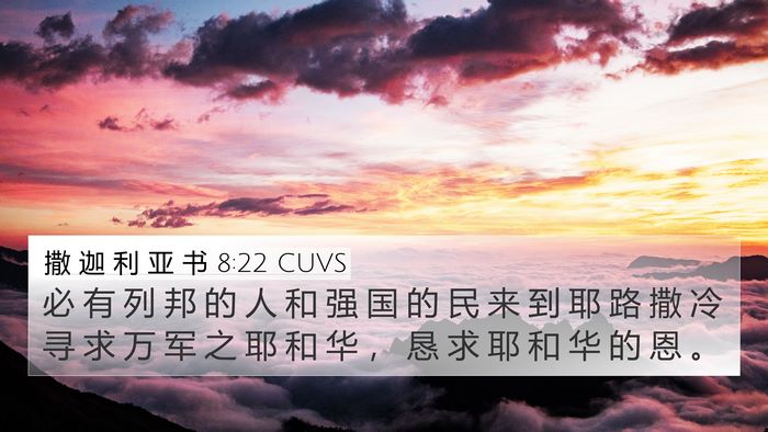 撒 迦 利 亚 书 8:22 CUVS Bible Verse Image