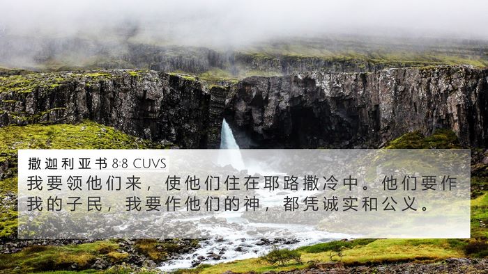 撒 迦 利 亚 书 8:8 CUVS Bible Verse Image