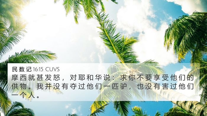 民 数 记 16:15 CUVS 4K Wallpaper - 摩 西 就 甚 发 怒 ， 对 耶 和 华 说 - 4K Wallpaper Bible Verse
