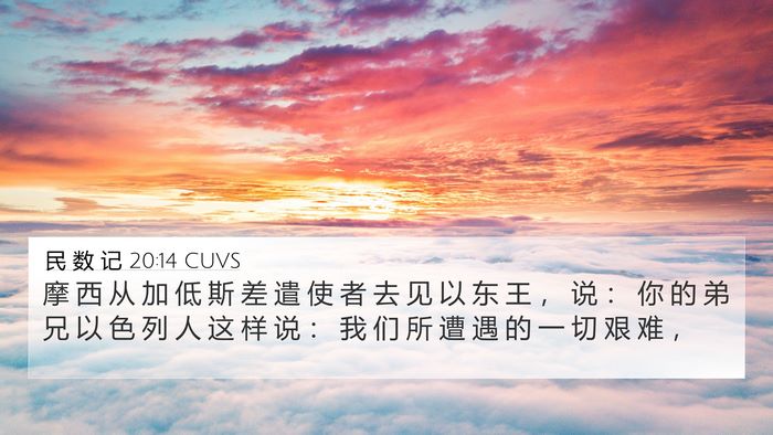 民 数 记 20:14 CUVS 4K Wallpaper - 摩 西 从 加 低 斯 差 遣 使 者 去 见 - 4K Wallpaper Bible Verse