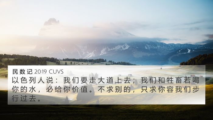 民 数 记 20:19 CUVS 4K Wallpaper - 以 色 列 人 说 ： 我 们 要 走 大 道 - 4K Wallpaper Bible Verse