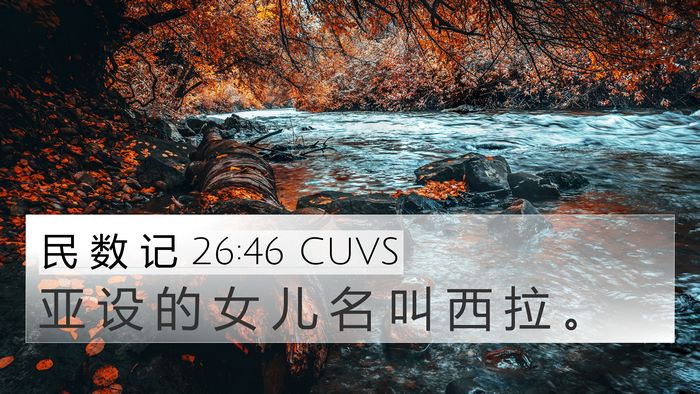 民 数 记 26:46 CUVS 4K Wallpaper - 亚 设 的 女 儿 名 叫 西 拉 - 4K Wallpaper Bible Verse