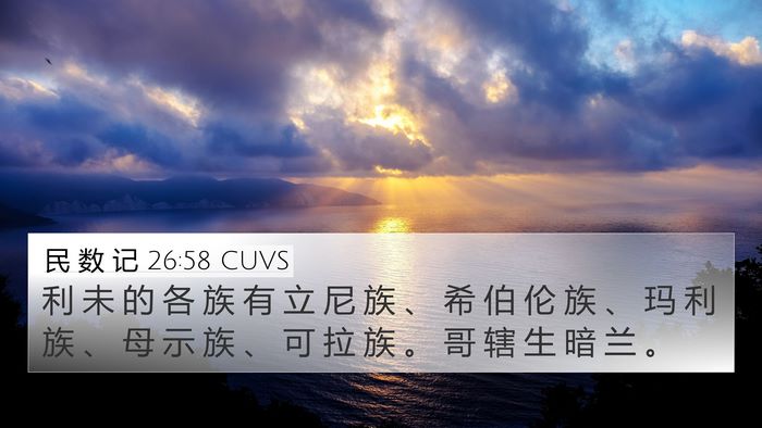 民 数 记 26:58 CUVS 4K Wallpaper - 利 未 的 各 族 有 立 尼 族 、 希 伯 - 4K Wallpaper Bible Verse