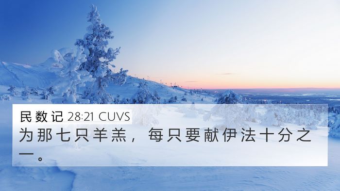 民 数 记 28:21 CUVS 4K Wallpaper - 为 那 七 只 羊 羔 ， 每 只 要 献 伊 - 4K Wallpaper Bible Verse