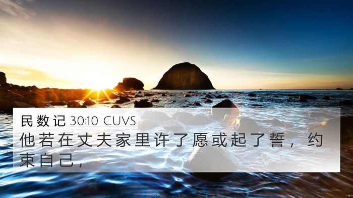 民 数 记 30:10 CUVS 4K Wallpaper - 他 若 在 丈 夫 家 里 许 了 愿 或 起 - 4K Wallpaper Bible Verse