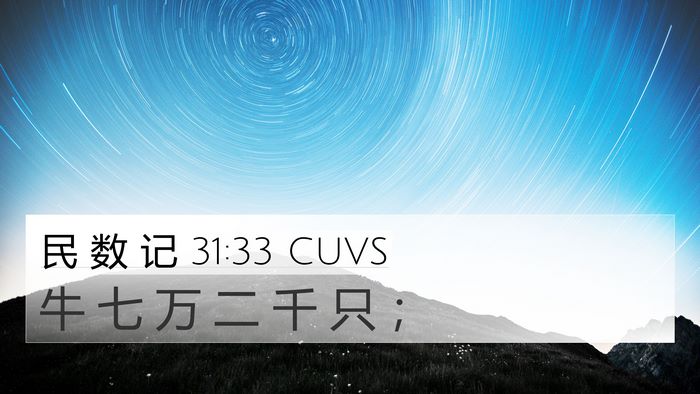 民 数 记 31:33 CUVS 4K Wallpaper - 牛 七 万 二 千 只 - 4K Wallpaper Bible Verse