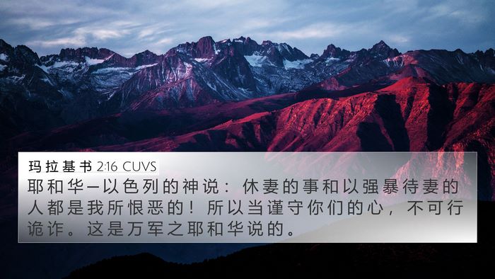 玛 拉 基 书 2:16 CUVS 4K Wallpaper - 耶 和 华 ─ 以 色 列 的 神 说 ： 休 - 4K Wallpaper Bible Verse