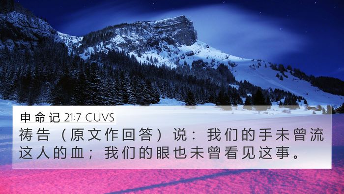 申 命 记 21:7 CUVS Bible Verse Image