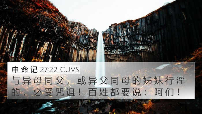 申 命 记 27:22 CUVS 4K Wallpaper - 与 异 母 同 父 ， 或 异 父 同 母 的 - 4K Wallpaper Bible Verse