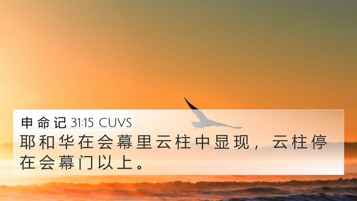 申 命 记 31:15 CUVS 4K Wallpaper - 耶 和 华 在 会 幕 里 云 柱 中 显 现 - 4K Wallpaper Bible Verse