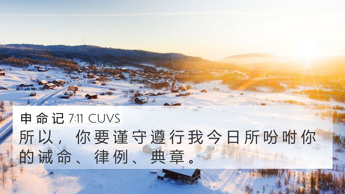 申 命 记 7:11 CUVS 4K Wallpaper - 所 以 ， 你 要 谨 守 遵 行 我 今 日 - 4K Wallpaper Bible Verse