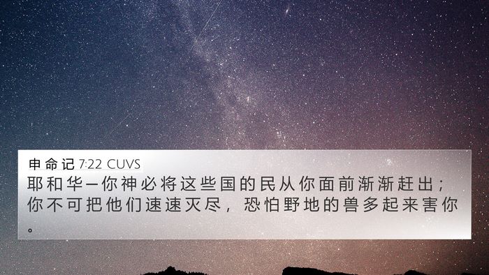 申 命 记 7:22 CUVS 4K Wallpaper - 耶 和 华 ─ 你 神 必 将 这 些 国 的 - 4K Wallpaper Bible Verse