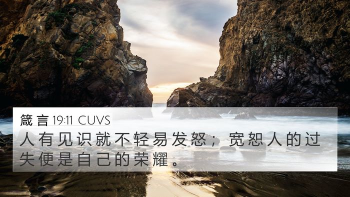 箴 言 19:11 CUVS 4K Wallpaper - 人 有 见 识 就 不 轻 易 发 怒 ； 宽 - 4K Wallpaper Bible Verse
