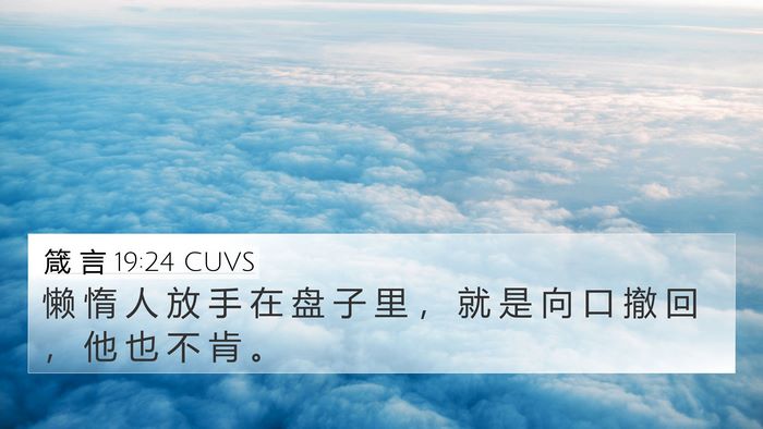 箴 言 19:24 CUVS 4K Wallpaper - 懒 惰 人 放 手 在 盘 子 里 ， 就 是 - 4K Wallpaper Bible Verse