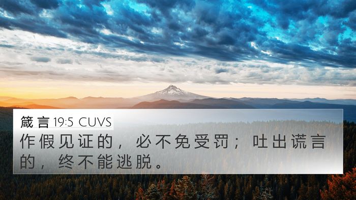 箴 言 19:5 CUVS 4K Wallpaper - 作 假 见 证 的 ， 必 不 免 受 罚 ； - 4K Wallpaper Bible Verse