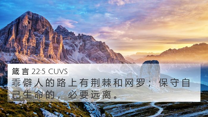 箴 言 22:5 CUVS 4K Wallpaper - 乖 僻 人 的 路 上 有 荆 棘 和 网 罗 - 4K Wallpaper Bible Verse