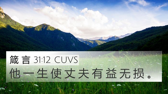 箴 言 31:12 CUVS 4K Wallpaper - 他 一 生 使 丈 夫 有 益 无 损 - 4K Wallpaper Bible Verse