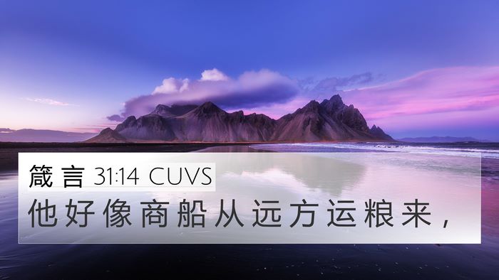 箴 言 31:14 CUVS 4K Wallpaper - 他 好 像 商 船 从 远 方 运 粮 来 - 4K Wallpaper Bible Verse
