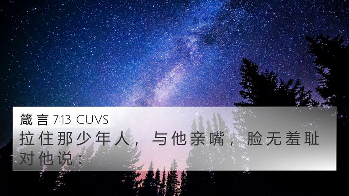 箴 言 7:13 CUVS 4K Wallpaper - 拉 住 那 少 年 人 ， 与 他 亲 嘴 ， - 4K Wallpaper Bible Verse