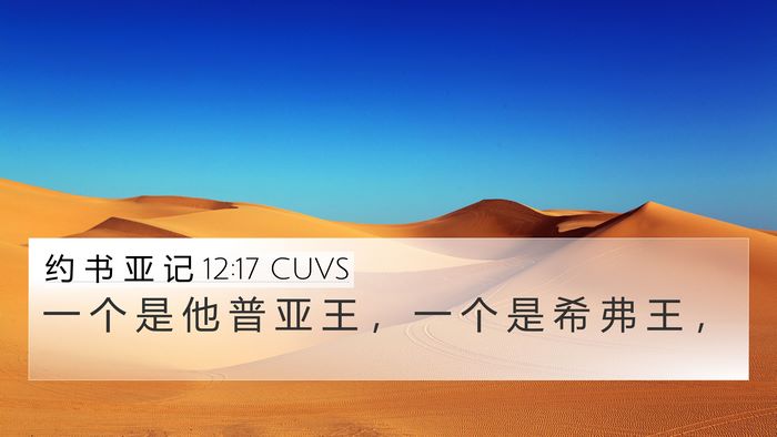 约 书 亚 记 12:17 CUVS 4K Wallpaper - 一 个 是 他 普 亚 王 ， 一 个 是 希 - 4K Wallpaper Bible Verse