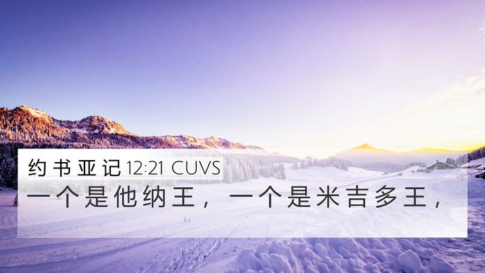 约 书 亚 记 12:21 CUVS 4K Wallpaper - 一 个 是 他 纳 王 ， 一 个 是 米 吉 - 4K Wallpaper Bible Verse