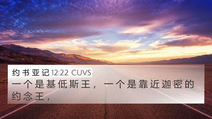 约 书 亚 记 12:22 CUVS 4K Wallpaper - 一 个 是 基 低 斯 王 ， 一 个 是 靠 - 4K Wallpaper Bible Verse
