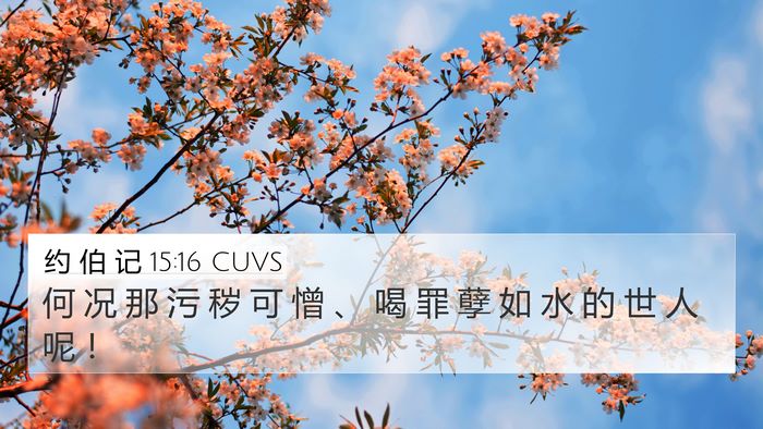 约 伯 记 15:16 CUVS Bible Verse Image