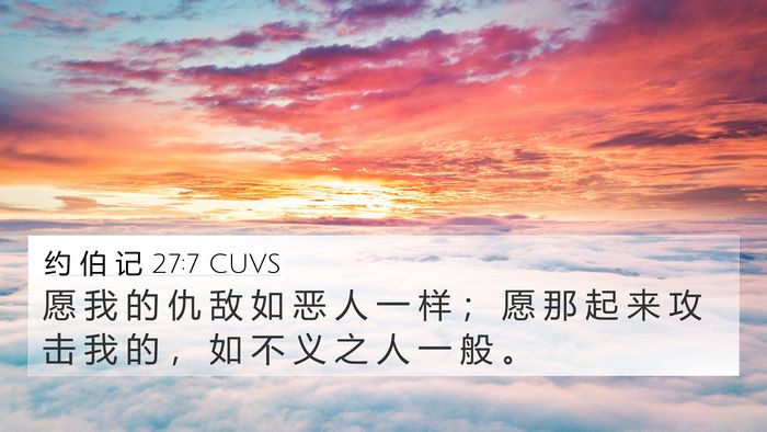 约 伯 记 27:7 CUVS 4K Wallpaper - 愿 我 的 仇 敌 如 恶 人 一 样 ； 愿 - 4K Wallpaper Bible Verse