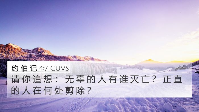 约 伯 记 4:7 CUVS 4K Wallpaper - 请 你 追 想 ： 无 辜 的 人 有 谁 灭 - 4K Wallpaper Bible Verse