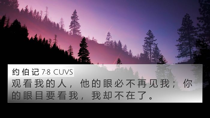 约 伯 记 7:8 CUVS Bible Verse Image