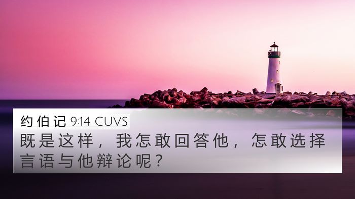 约 伯 记 9:14 CUVS 4K Wallpaper - 既 是 这 样 ， 我 怎 敢 回 答 他 ， - 4K Wallpaper Bible Verse