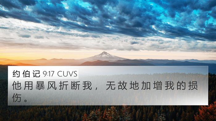 约 伯 记 9:17 CUVS 4K Wallpaper - 他 用 暴 风 折 断 我 ， 无 故 地 加 - 4K Wallpaper Bible Verse