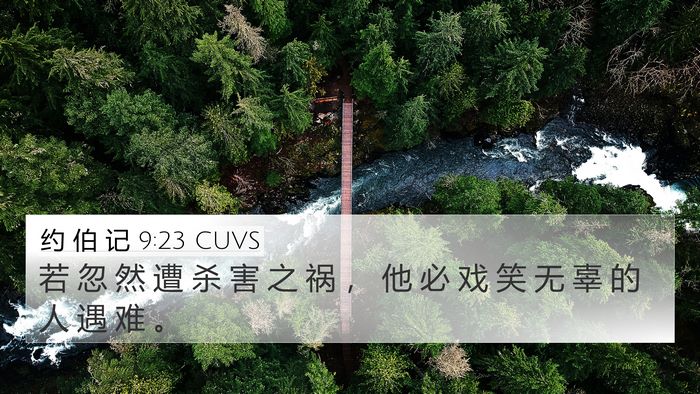 约 伯 记 9:23 CUVS 4K Wallpaper - 若 忽 然 遭 杀 害 之 祸 ， 他 必 戏 - 4K Wallpaper Bible Verse