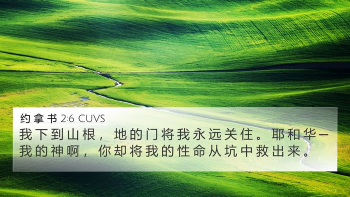 约 拿 书 2:6 CUVS 4K Wallpaper - 我 下 到 山 根 ， 地 的 门 将 我 永 - 4K Wallpaper Bible Verse