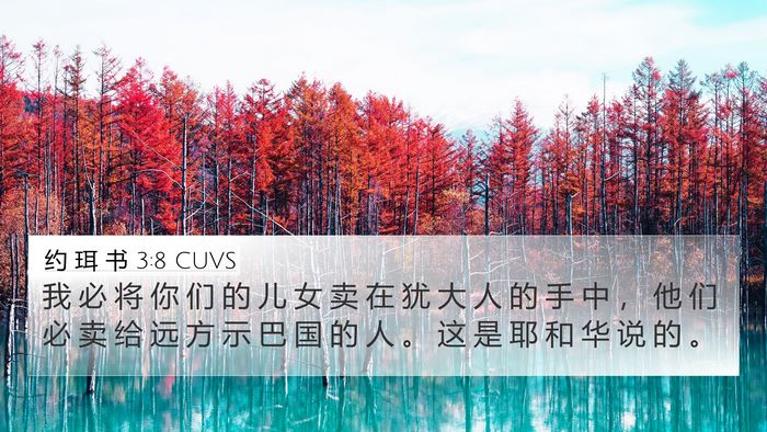 约 珥 书 3:8 CUVS 4K Wallpaper - 我 必 将 你 们 的 儿 女 卖 在 犹 大 - 4K Wallpaper Bible Verse