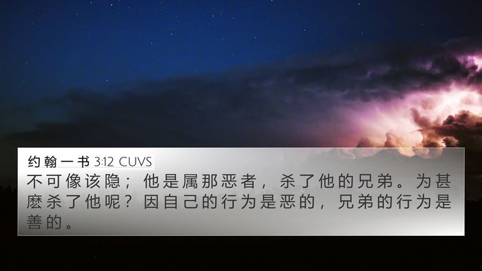 约 翰 一 书 3:12 CUVS Bible Verse Image