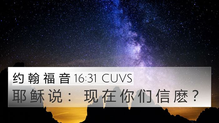 约 翰 福 音 16:31 CUVS 4K Wallpaper - 耶 稣 说 ： 现 在 你 们 信 麽 - 4K Wallpaper Bible Verse