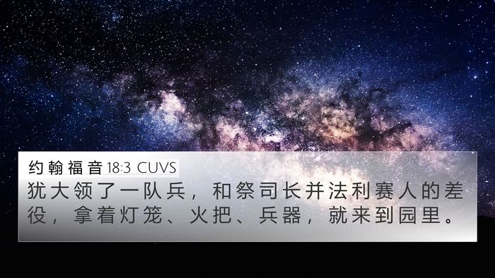 约 翰 福 音 18:3 CUVS 4K Wallpaper - 犹 大 领 了 一 队 兵 ， 和 祭 司 长 - 4K Wallpaper Bible Verse